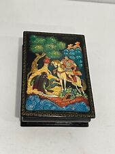 Vtg Russian Lacquer Signed Fairytale Box Ilya Muromets & Nightingale the Robber picture