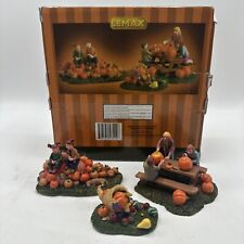 RARE RETIRED LEMAX HARVEST DELIGHT  #53514 CARVING PUMPKINS FALL AUTUMN Repaired picture