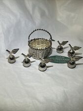 Silver Plated Cherries Place Card Menu Holders w/Basket Set of 6’New -w-Tag A+ picture