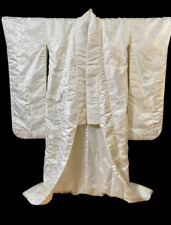 Exquisite White Uchikake Wedding Kimono Silk Brocade Cranes Embroidery & Sequins picture