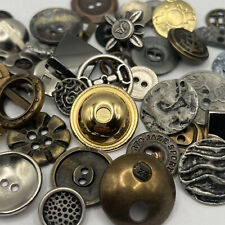 ECLECTIC MIX 50 RARE MIXED LOT Of Metal Buttons OLD-VINTAGE & NEW picture