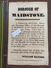Original 1852 Election Poster - Borough of Maidstone Kent - NOT A REPRINT picture