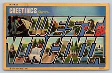 West Virginia 1957 Vintage Big Large Letter Linen Greetings Curteich Postcard picture