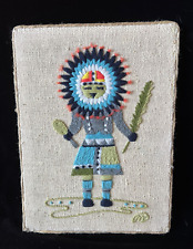 Vintage Mid 20thC Native American Kachina Doll Dancer Needlework Textile Framed picture
