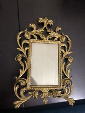 Vintage Victorian Brass Ornate Vanity Table Frame or Mirror with Stand picture