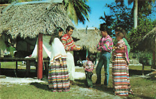 Miami FL Florida, Seminole Indian Village in Traditional Dress, Vintage Postcard picture