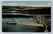 Dubuque IA-Iowa, Aerial Eagle Point Wagon Bridge Antique Vintage c1919 Postcard picture