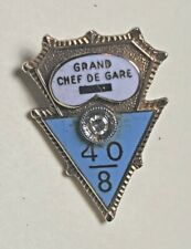 Rare 14K Gold/Diamond CHEF DE GARE American Legion/Railroadiana 40/8 Enamel Pin picture