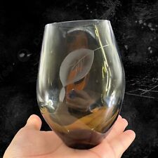 1960s Rosenthal Dark Smokey Art Glass Abstract Shaped Vase Old Marked Vintage picture