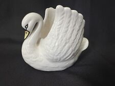 Vintage Teleflora Glossy Porcelain White Swan Planter Vase Fast Shipping picture