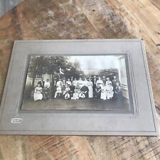 Vtg Rare Antique Photo Family Reunion Early Century Farm  B&W Photo 14x10 picture