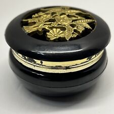 Vintage Plastic Multi-purpose Black Decorative Hinged Box with Gold Roses 2.5
