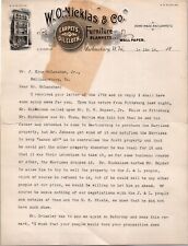 1916 W O NICKLAS CO FURNITURE BLANKETS WALLPAPER OIL CLOTH MARTINSBURG WV CV104 picture