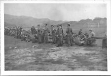 Soldiers Loading Up Soccer Field Sasebo Japan Photo 1952 Korean War Vtg Snapshot picture