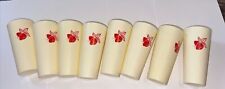 VTG 1970s 80s Nasco Strawberry Plastic Tumblers Lot of 8 Tall Cups Red Beige picture