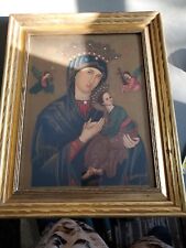 ~ Antique Our Lady of Perpetual Help Virgin Mary Framed ~ 15 X 11.5 Madonna picture