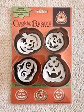 NIB COOKIE BAKER’S Cutters & Stamps 4 - 2” Halloween Pumpkins Hirschberg Schutz picture