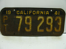 1941 California License Plate    PT 79 293        Vintage   12171 picture