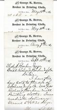 (4) 1874 Fall River MA Letters ~ George H. Hawes, Broker In Printing Cloth picture