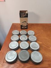 Vintage Ball Porcelain-Lined Zinc Caps for Mason Jars Set of 12 In Box picture