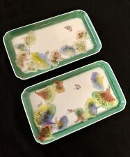 Cheryl Schaeffer hand painted ceramic tray Set of 2 tray/dishes picture