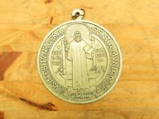 Vintage Religious Medal St. Benedict Exorcize Gold Tone Medal picture