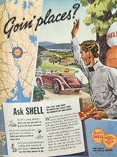 1938 Shell oil Company Vintage AD Goin places accommodation directories maps picture