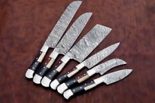 WILD CUSTOM HANDMADE 6 PCS CHEIF SET IN DAMASCUS STEEL MATERIAL WITH SHEATH picture