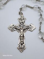 VINTAGE ROSARY MARKED STERLING SILVER CRYSTAL BEADS 2.25