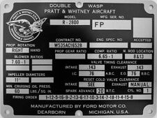 Ford Built P&W R-2800 Dbl Wasp Aircraft Engine Data Plate New Old Stock DPL-0129 picture