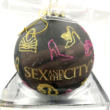 Kurt S. Adler Sex in The City Black Glass Ball Ornament Gold Pink Glitter 4