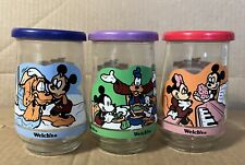 VTG 90s Welch's Jelly Jar Walt Disney's The Spirit of Mickey Glasses 1,2,3 w/lid picture