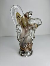 Vintage Murano Style Brown Clear Melting Glass Decoration 22cm tall Unusual picture