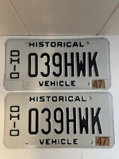 Vintage Ohio Historical Vehicle License Plate Set 039HWK picture