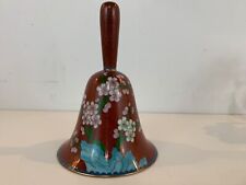 Vintage Chinese Red Cloisonné Bell with Pink Floral Decorations picture