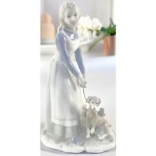 Norleans Japan Woman With Dog Porcelain Figurine In The Style of Lladro 8.5