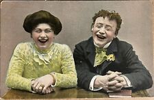 Laughing People Funny Couple Humor Antique Postcard c1910 picture