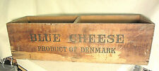 Danish Blue Cheese Import Wood Box 39 lb with Brass Plated Steel SEAL 28x8x8-1/2 picture