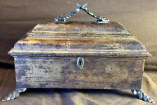 Vintage Wooden Metal Mounted Wood Jewelry Casket Box Decorative Nature Theme picture