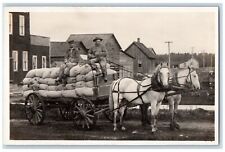 c1910's Horse Wagon Hauling Flour Grain Rooster Cock RPPC Photo Postcard picture