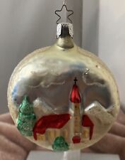 Vintage INGE-GLAS ornament Xmas W. Germany Church blown glass Old World 4 In picture