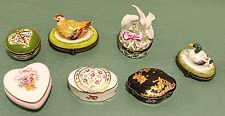 Lot Of 7 LIMOGES PORCELAIN HAND PAINTED TRINKET BOXES 4 HINGED picture