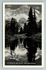 WA-Washington, Mt Rainer And Mirror Lake, Scenic View, Vintage Postcard picture