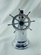 Antique American Table Lighter, Circa 1935, Chrome Nautical Ships Wheel, Helm picture