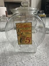 EUC X Large Vintage/Antique Planters Peanuts Fishbowl Glass Jar 1920's/30's picture