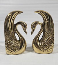 Vintage Solid Brass Swan Bookends 6