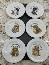 VTG Set Of 6 Puppy Dog Cards Poker 4” Dishes Plates Coasters Arnalt Japan picture