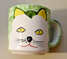 Vintage Pier 1 Painted Cat Coffee Mug Ceramic Cup VG-EX picture