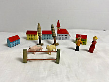 Antique (12) Piece GERMAN PUTZ ERZGEBIRGE Wood Christmas Country Holiday Village picture