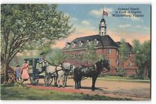 Postcard Colonial Coach in Front of Capitol, Williamsburg, Virginia VTG ME3. picture